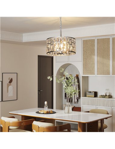 HOMCOM 72 Glass Crystallite Chandelier - Silver-Tone