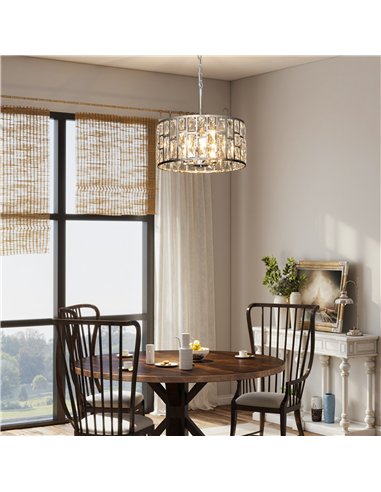 HOMCOM 72 Glass Crystallite Chandelier - Silver-Tone