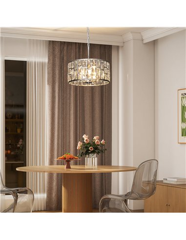 HOMCOM 72 Glass Crystallite Chandelier - Silver-Tone