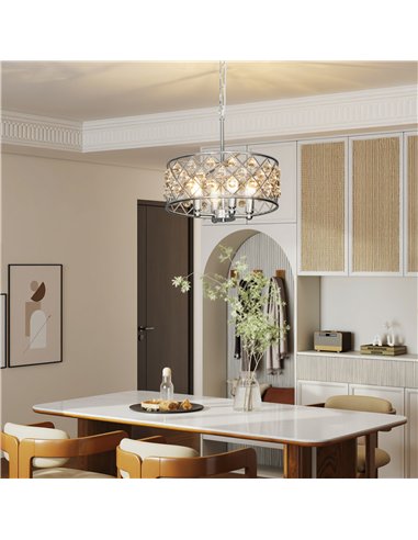 HOMCOM 51 Crystallite Four-Bulb Chandelier - Silver-Tone