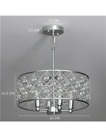 HOMCOM 51 Crystallite Four-Bulb Chandelier - Silver-Tone - pic 167844 | FastDaddyshop