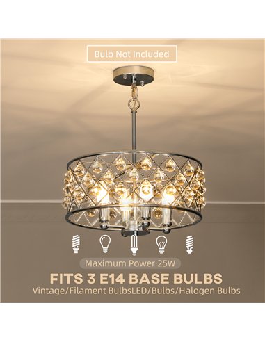 HOMCOM 51 Crystallite Four-Bulb Chandelier - Silver-Tone