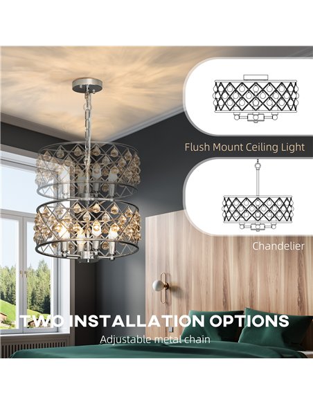 HOMCOM 51 Crystallite Four-Bulb Chandelier - Silver-Tone - pic 167847 | FastDaddyshop