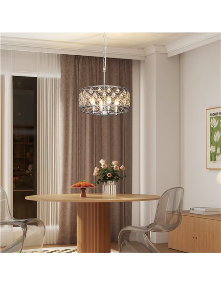 HOMCOM 51 Crystallite Four-Bulb Chandelier - Silver-Tone - pic 167848 | FastDaddyshop