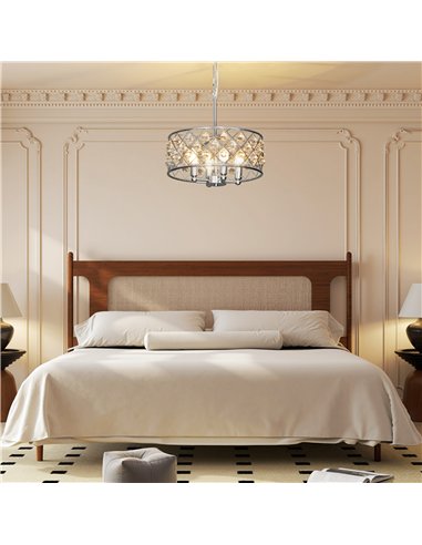 HOMCOM 51 Crystallite Four-Bulb Chandelier - Silver-Tone