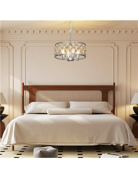 HOMCOM 51 Crystallite Four-Bulb Chandelier - Silver-Tone - pic 167849 | FastDaddyshop