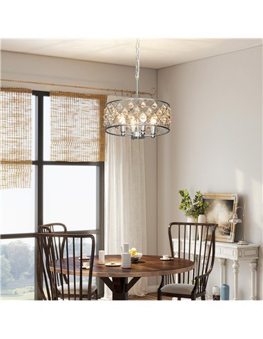 HOMCOM 51 Crystallite Four-Bulb Chandelier - Silver-Tone