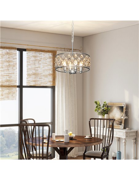 HOMCOM 51 Crystallite Four-Bulb Chandelier - Silver-Tone - pic 167850 | FastDaddyshop