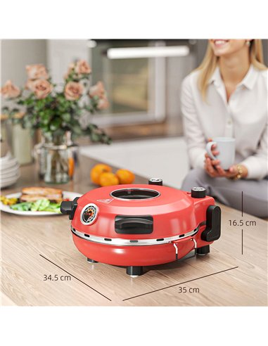 HOMCOM 1200W Pizza Oven, 12 Inch Electric Pizza Maker with Viewing Window, Dual Knob Temp & Timer Control, Overheat Protection, 