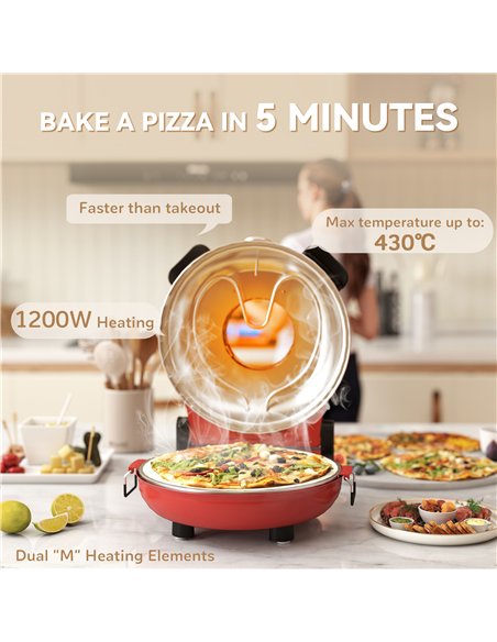 HOMCOM 1200W Pizza Oven, 12 Inch Electric Pizza Maker with Viewing Window, Dual Knob Temp & Timer Control, Overheat Protection,  - pic 167854 | FastDaddyshop