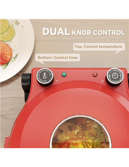 HOMCOM 1200W Pizza Oven, 12 Inch Electric Pizza Maker with Viewing Window, Dual Knob Temp & Timer Control, Overheat Protection,  - pic 167855 | FastDaddyshop