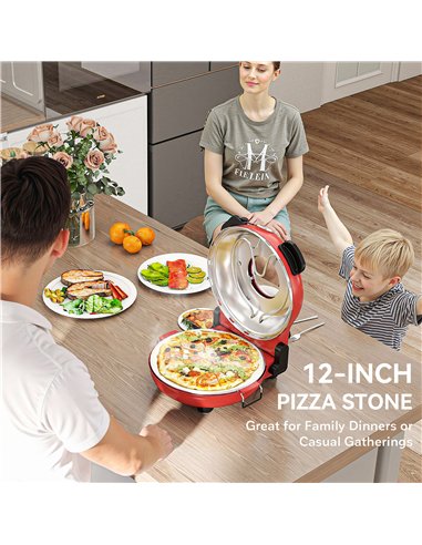 HOMCOM 1200W Pizza Oven, 12 Inch Electric Pizza Maker with Viewing Window, Dual Knob Temp & Timer Control, Overheat Protection, 