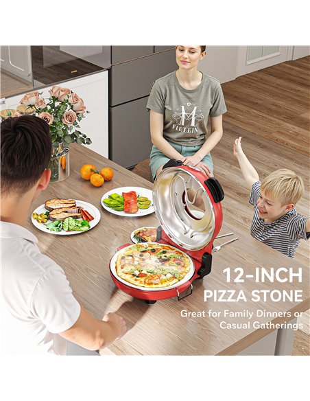 HOMCOM 1200W Pizza Oven, 12 Inch Electric Pizza Maker with Viewing Window, Dual Knob Temp & Timer Control, Overheat Protection,  - pic 167856 | FastDaddyshop