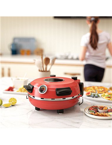 HOMCOM 1200W Pizza Oven, 12 Inch Electric Pizza Maker with Viewing Window, Dual Knob Temp & Timer Control, Overheat Protection, 