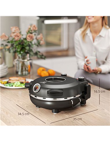 HOMCOM 1200W Pizza Oven, 12 Inch Electric Pizza Maker with Viewing Window, Dual Knob Temp & Timer Control, Overheat Protection, 