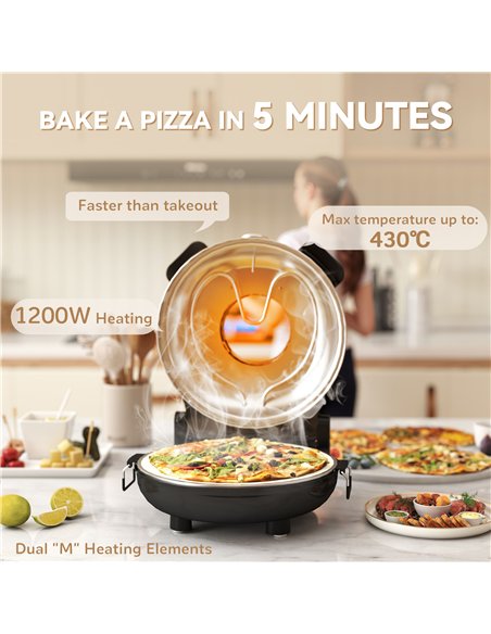 HOMCOM 1200W Pizza Oven, 12 Inch Electric Pizza Maker with Viewing Window, Dual Knob Temp & Timer Control, Overheat Protection,  - pic 167863 | FastDaddyshop