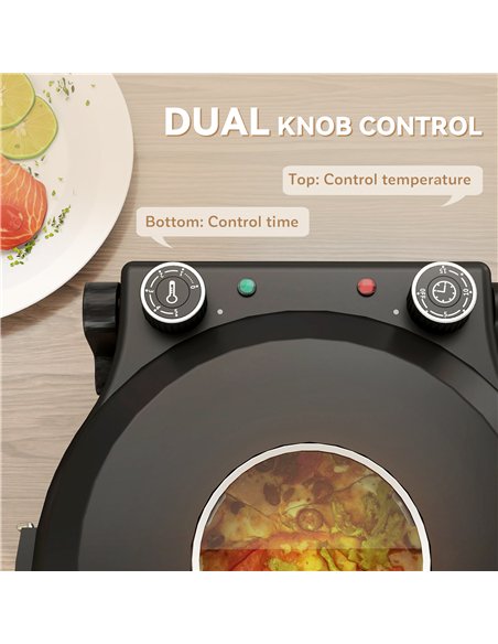 HOMCOM 1200W Pizza Oven, 12 Inch Electric Pizza Maker with Viewing Window, Dual Knob Temp & Timer Control, Overheat Protection,  - pic 167864 | FastDaddyshop