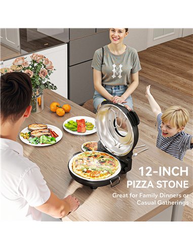 HOMCOM 1200W Pizza Oven, 12 Inch Electric Pizza Maker with Viewing Window, Dual Knob Temp & Timer Control, Overheat Protection, 