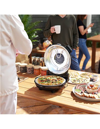 HOMCOM 1200W Pizza Oven, 12 Inch Electric Pizza Maker with Viewing Window, Dual Knob Temp & Timer Control, Overheat Protection, 