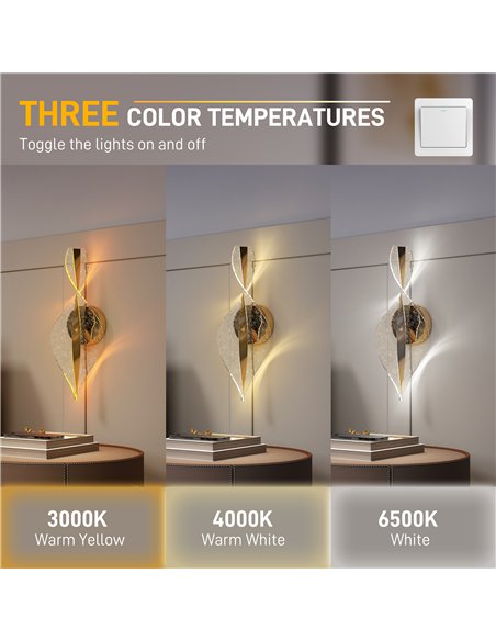 HOMCOM Led Wall Lamp 2 Pack, 13W Modern Indoor Spiral Wall Light, Colour Temperature Adjustable 3000K/4000K/6500K, for Bedroom,  - pic 167872 | FastDaddyshop