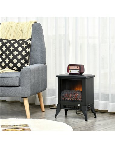 Homcom Freestanding Electric Fireplace Stove with Flame Effect and Overheat Protection