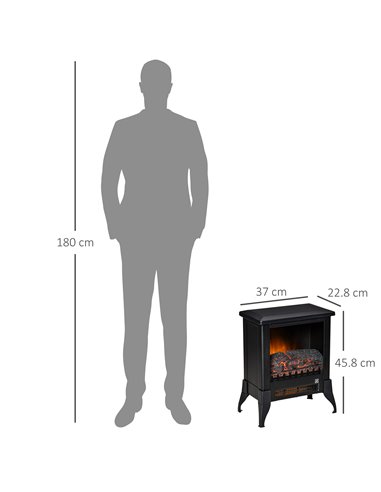 Homcom Freestanding Electric Fireplace Stove with Flame Effect and Overheat Protection