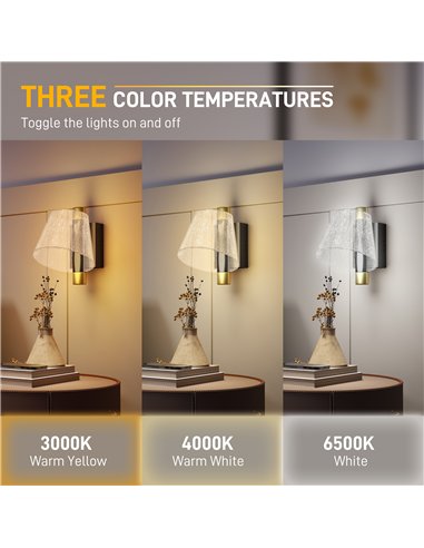 HOMCOM Led Wall Lamp 2 Pack, 5W Modern Indoor Starry Wall Light, Colour Temperature Adjustable 3000K/4000K/6500K, for Bedroom, L