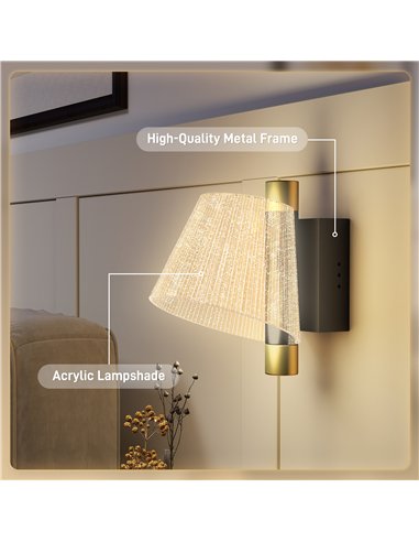 HOMCOM Led Wall Lamp 2 Pack, 5W Modern Indoor Starry Wall Light, Colour Temperature Adjustable 3000K/4000K/6500K, for Bedroom, L