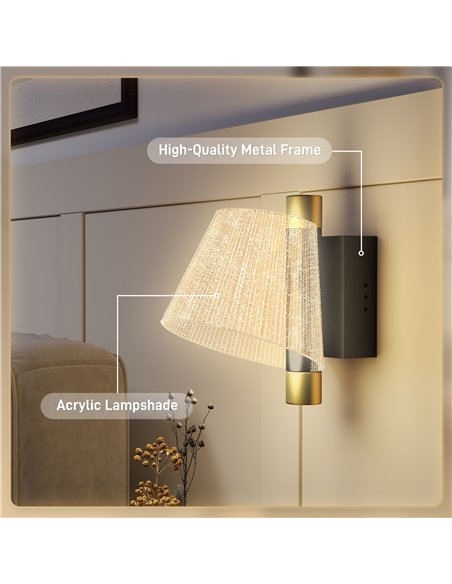 HOMCOM Led Wall Lamp 2 Pack, 5W Modern Indoor Starry Wall Light, Colour Temperature Adjustable 3000K/4000K/6500K, for Bedroom, L - pic 167892 | FastDaddyshop