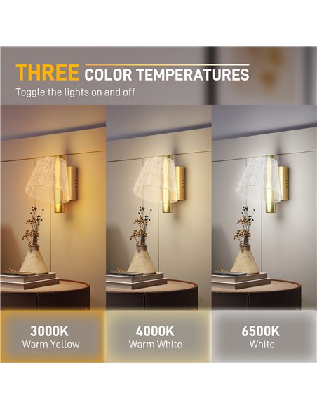 HOMCOM Led Wall Lamp 2 Pack, 5W Modern Indoor Starry Wall Light, Colour Temperature Adjustable 3000K/4000K/6500K, for Bedroom, L - pic 167899 | FastDaddyshop