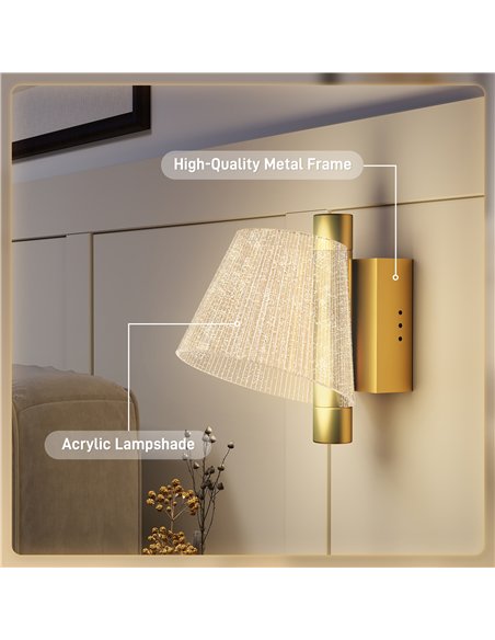 HOMCOM Led Wall Lamp 2 Pack, 5W Modern Indoor Starry Wall Light, Colour Temperature Adjustable 3000K/4000K/6500K, for Bedroom, L - pic 167901 | FastDaddyshop