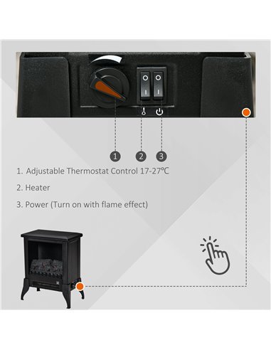 Homcom Freestanding Electric Fireplace Stove with Flame Effect and Overheat Protection