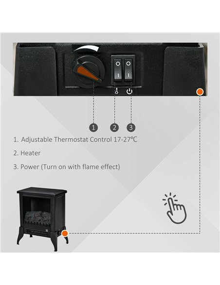 Homcom Freestanding Electric Fireplace Stove with Flame Effect and Overheat Protection - pic 16791 | FastDaddyshop