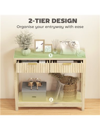 HOMCOM Modern Console Table with Fluted Panel Drawers, Narrow Hallway Table with Shelf for Entryway, Living Room, 90 x 30 x 76 c