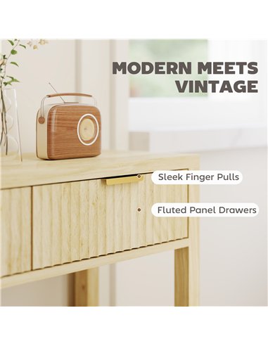 HOMCOM Modern Console Table with Fluted Panel Drawers, Narrow Hallway Table with Shelf for Entryway, Living Room, 90 x 30 x 76 c