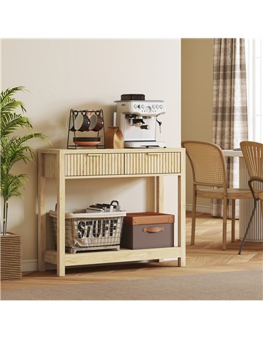 HOMCOM Modern Console Table with Fluted Panel Drawers, Narrow Hallway Table with Shelf for Entryway, Living Room, 90 x 30 x 76 c