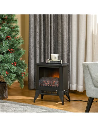 Homcom Freestanding Electric Fireplace Stove with Flame Effect and Overheat Protection