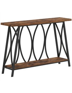 HOMCOM Narrow Console Table, Industrial 2-Tier Sofa Table with Metal Frame for Entryway, Living Room, 120x30x80cm, Rustic Brown