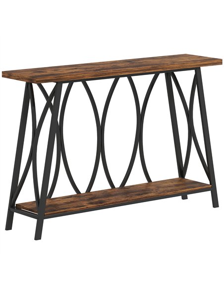HOMCOM Narrow Console Table, Industrial 2-Tier Sofa Table with Metal Frame for Entryway, Living Room, 120x30x80cm, Rustic Brown - pic 167932 | FastDaddyshop