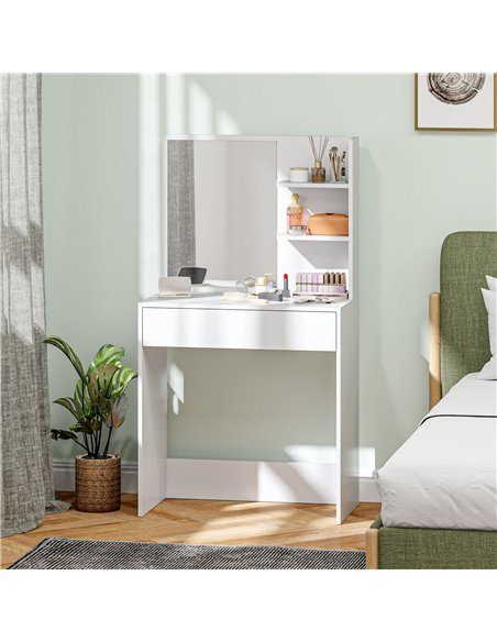 HOMCOM Dressing Table with Mirror and Storage - White - pic 167960 | FastDaddyshop