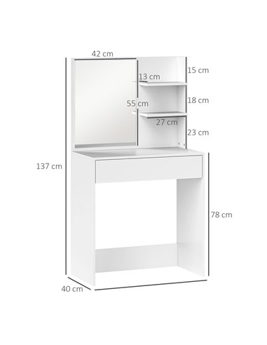 HOMCOM Dressing Table with Mirror and Storage - White