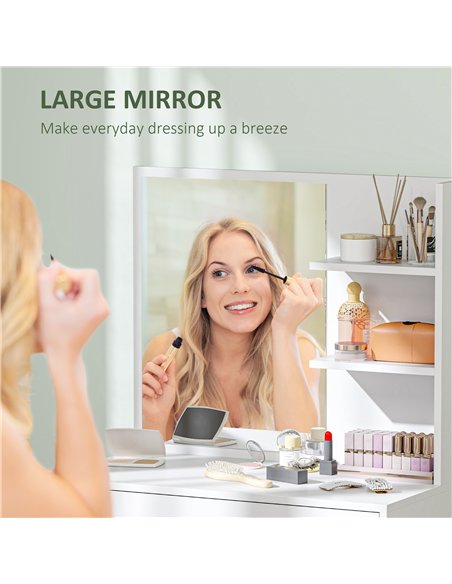HOMCOM Dressing Table with Mirror and Storage - White - pic 167962 | FastDaddyshop
