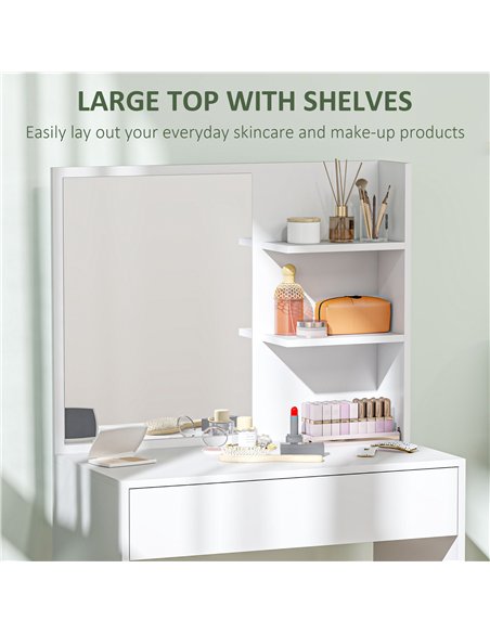 HOMCOM Dressing Table with Mirror and Storage - White - pic 167963 | FastDaddyshop