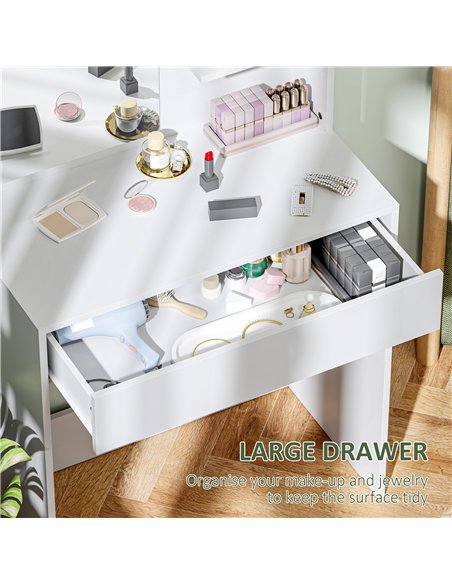 HOMCOM Dressing Table with Mirror and Storage - White - pic 167964 | FastDaddyshop