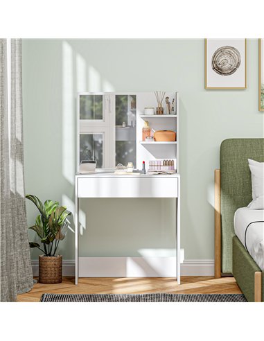 HOMCOM Dressing Table with Mirror and Storage - White