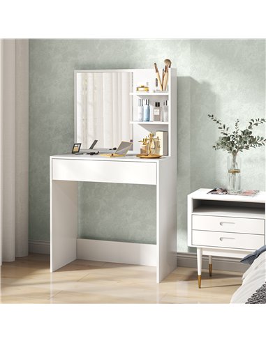 HOMCOM Dressing Table with Mirror and Storage - White