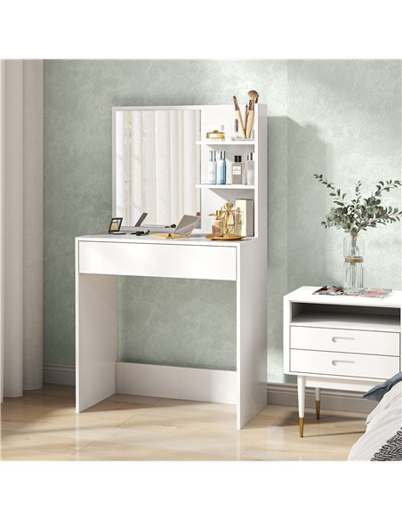 HOMCOM Dressing Table with Mirror and Storage - White - pic 167967 | FastDaddyshop