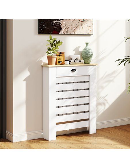 HOMCOM 95.5H x 78Wcm Radiator Cover, with Drawer - White - pic 167969 | FastDaddyshop