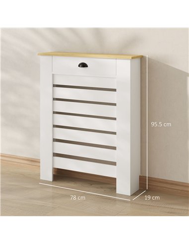 HOMCOM 95.5H x 78Wcm Radiator Cover, with Drawer - White