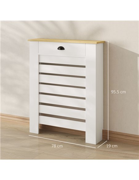 HOMCOM 95.5H x 78Wcm Radiator Cover, with Drawer - White - pic 167970 | FastDaddyshop